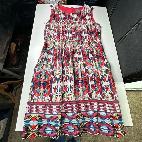 Rabbit Rabbit Rabbit Womens Sleeveless Dress 8 Pink White Back Zip Pockets Lined - Picture 2 of 14